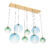 Hanglamp messing met blauw en groen glas 8-lichts – Sandra