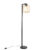 Design vloerlamp zwart met amber glas – Qara Down