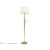 Klassieke vloerlamp brons stoffen kap wit met leeslamp – Retro