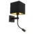 Moderne wandlamp zwart met USB en vierkante zwarte kap – Zeno