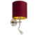 Wandlamp staal met leeslamp en kap velours 20/20/20 rood